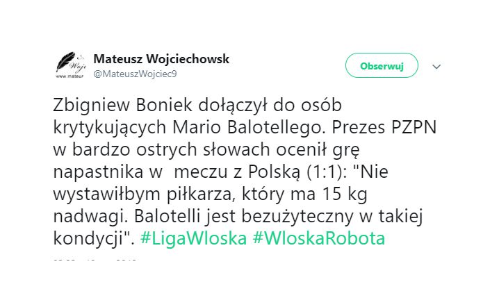 Zbigniew Boniek o Mario Balotellim